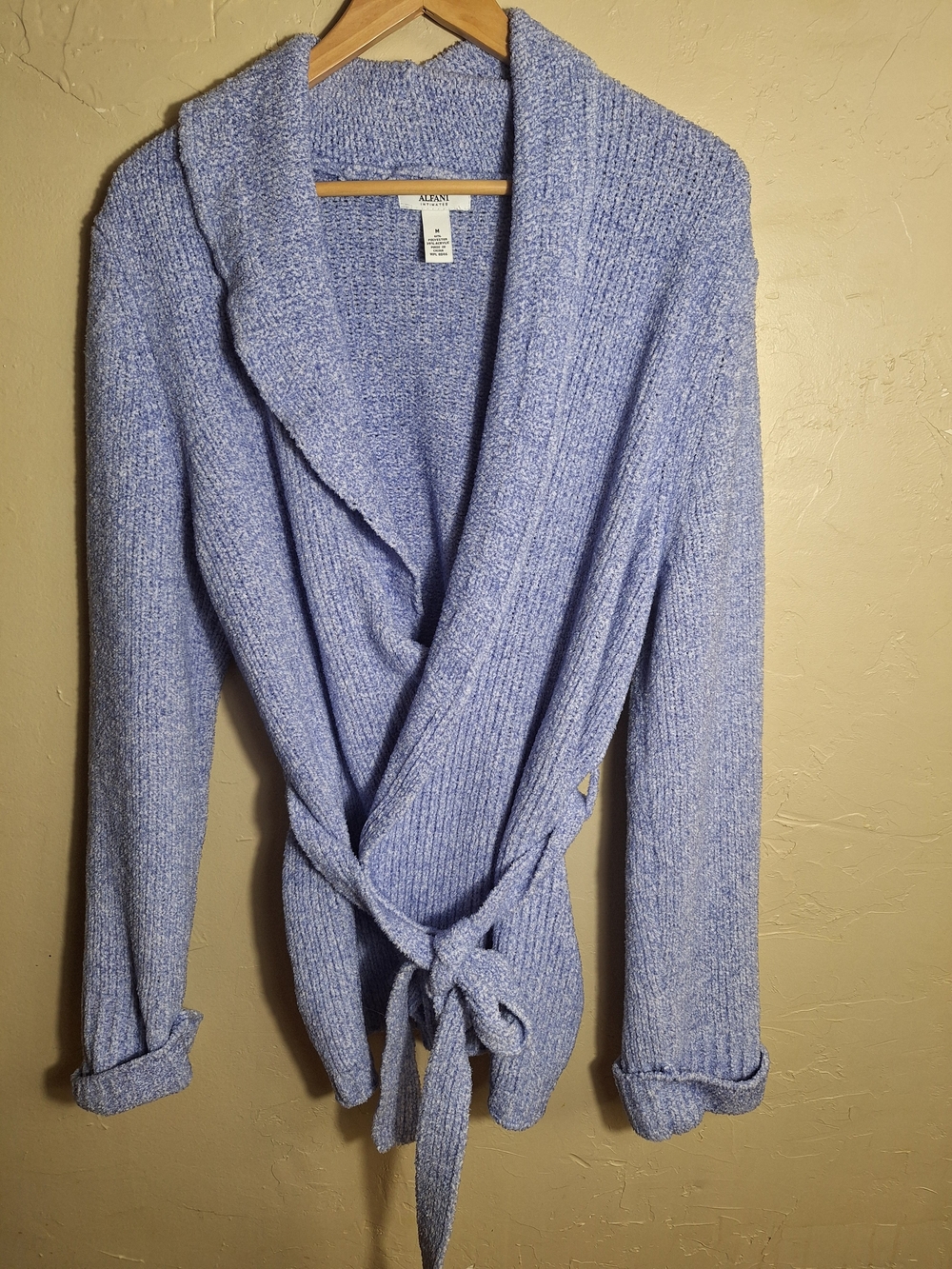 Alfani Intimates Lavender Shawl Collar Tie-Waist Medium Loungewear